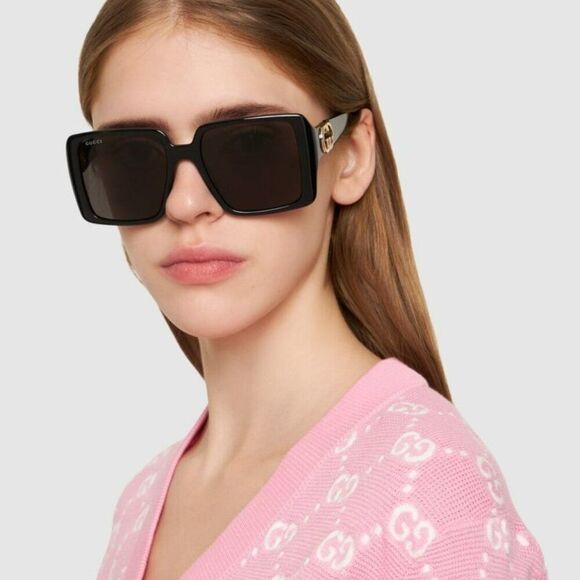 NEW Gucci GG1692S 001 Black Grey Square Women Sunglasses main image 9